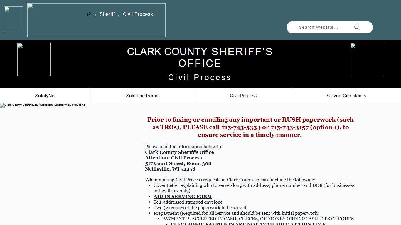 Civil Process Clark County WI
